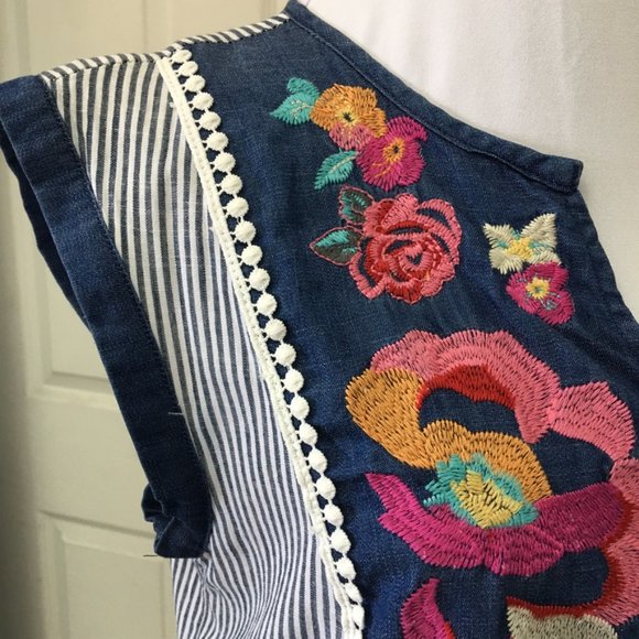 Savanna Jane Women’s Boho Floral Stripes Summer Shift Mini Dress Size Small - Picture 6 of 13